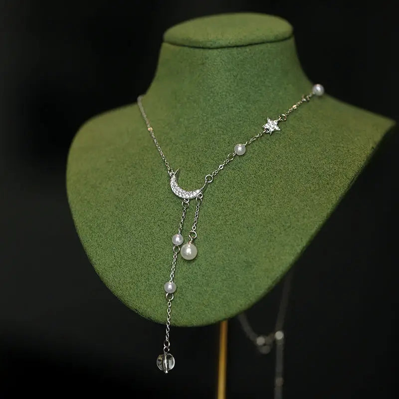 Sterling Star Moon Necklace
