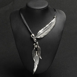 Bohemian Feather Pendant Necklace
