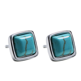 Geometric Turquoise Silver Studs