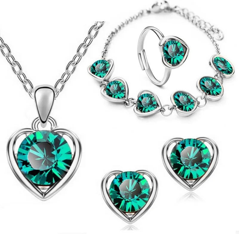 Blue Crystal Bridal Set