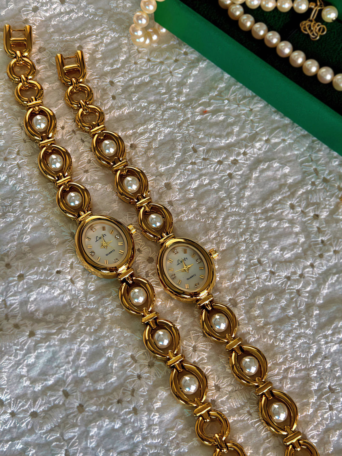Pearl Oval Rhinestone Watch