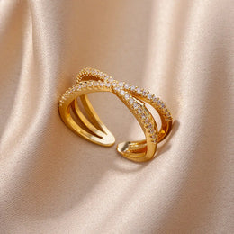 Geometric Zircon Open Ring