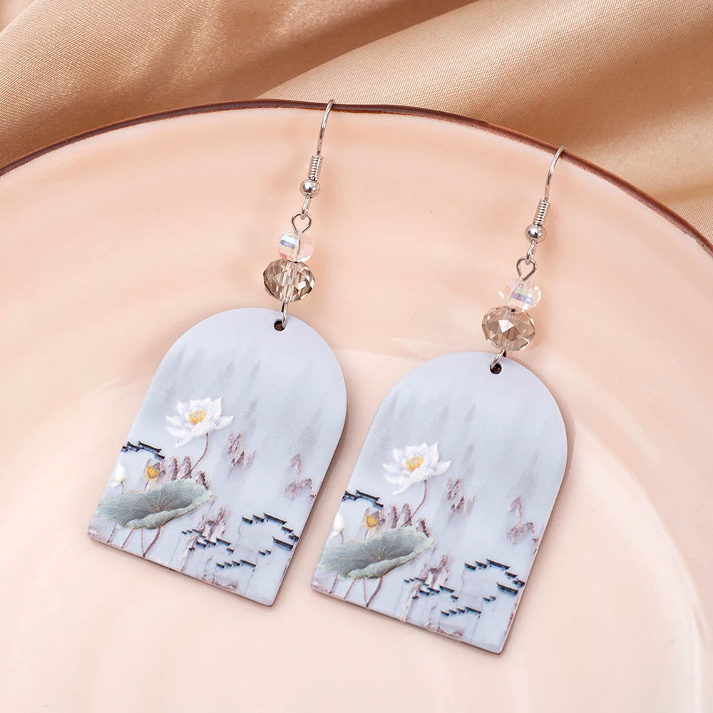 Black Acrylic Flower Earrings