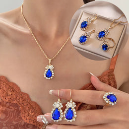 Blue Crystal Bridal Set