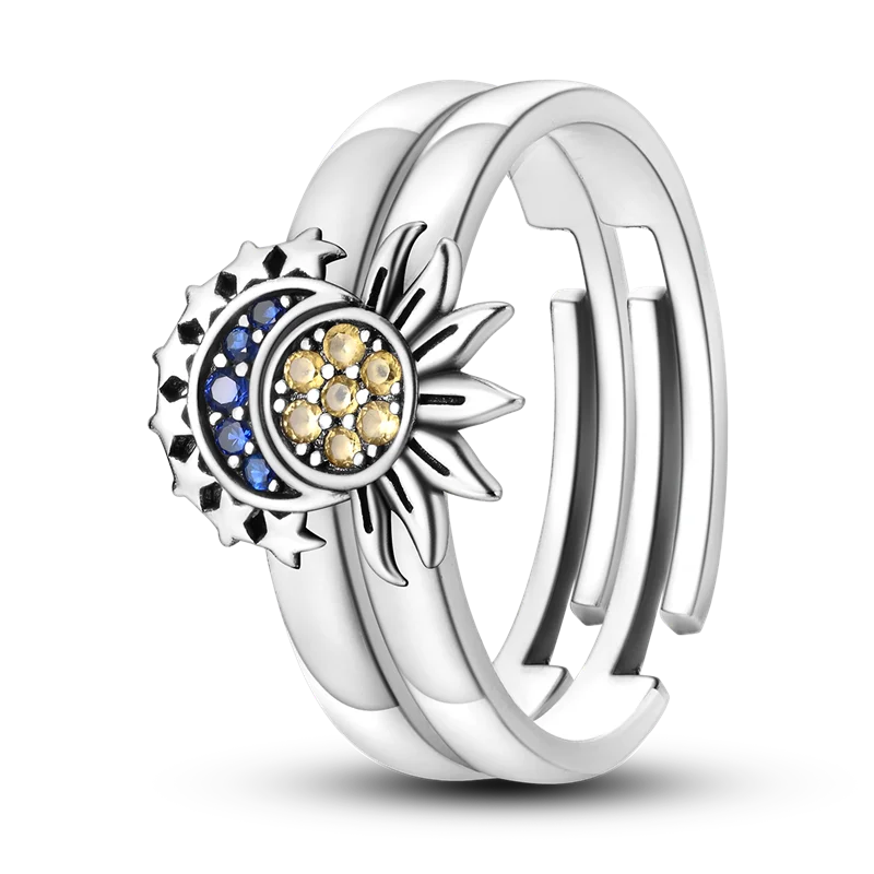 Blue Zircon Moon Ring