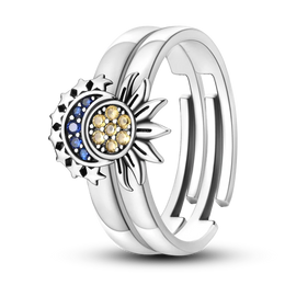 Blue Zircon Moon Ring