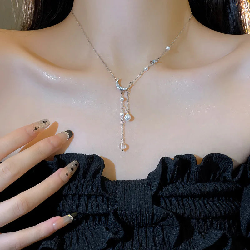 Sterling Star Moon Necklace