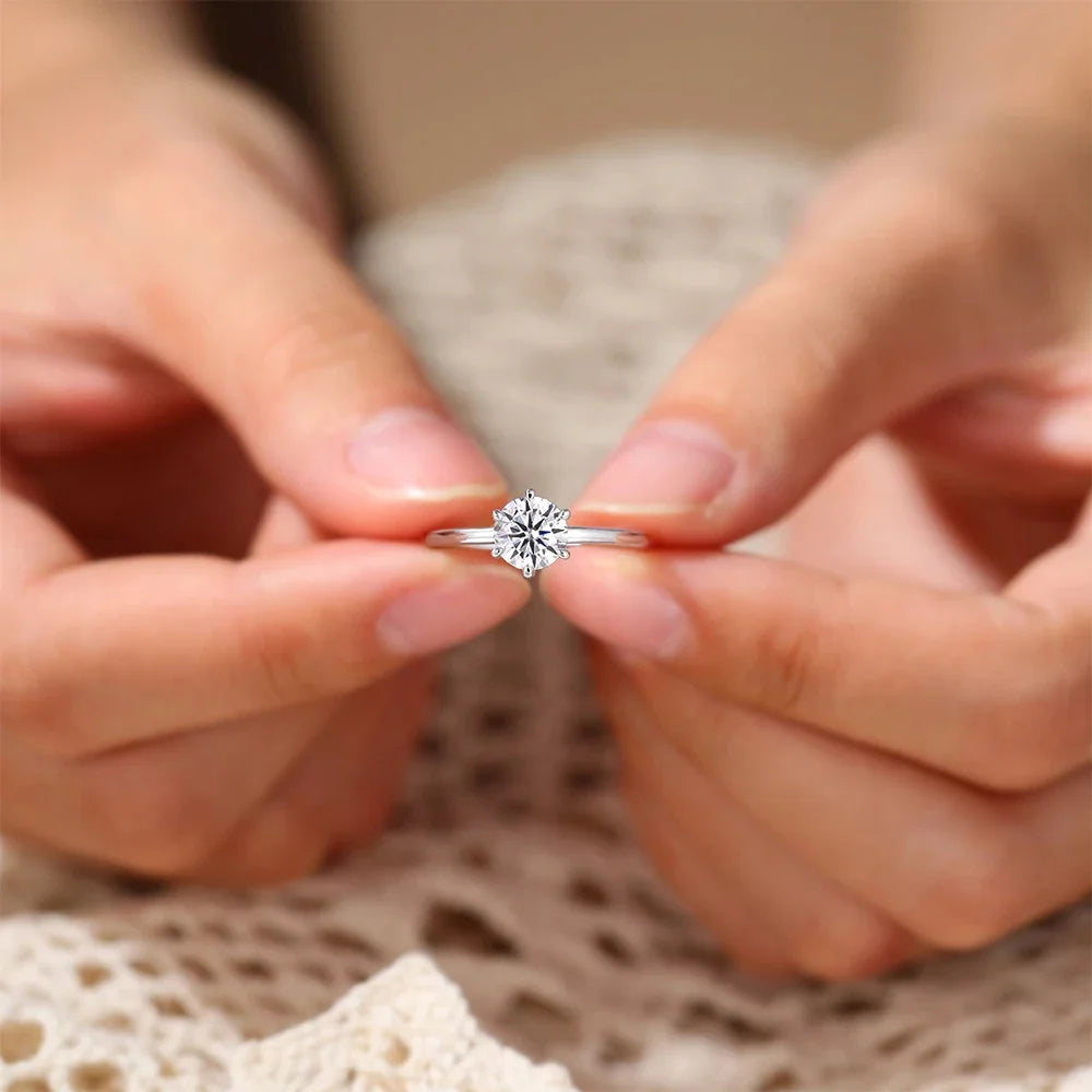 Moissanite Sterling Wedding Ring