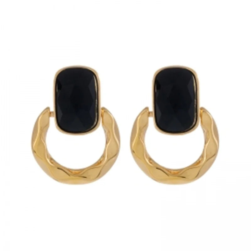 Black Geometric Dangle Earrings