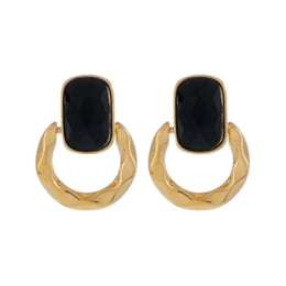 Black Geometric Dangle Earrings