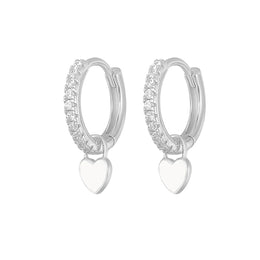 Enamel Heart Charm Hoops