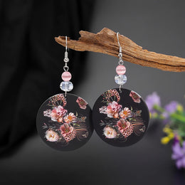 Black Acrylic Flower Earrings