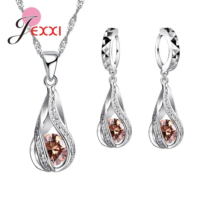 Sterling Waterdrop Zircon Set