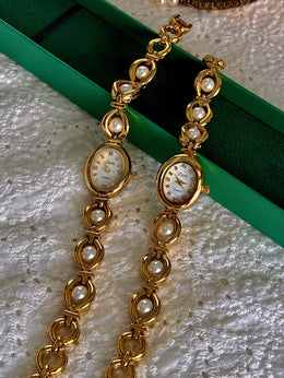 Pearl Oval Rhinestone Watch