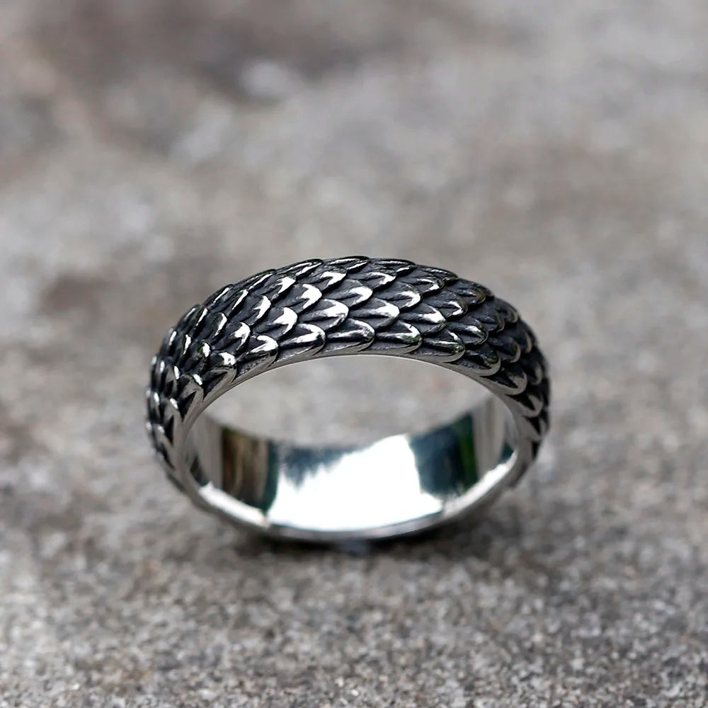 Viking Dragon Steel Ring
