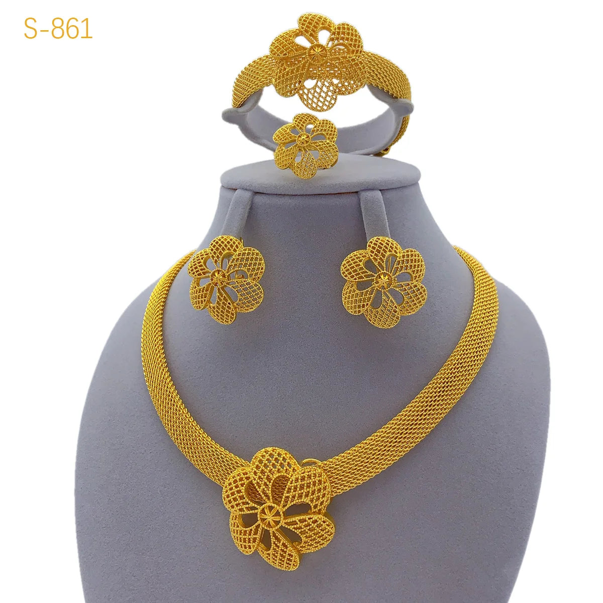Flower Gold Jewelry Set