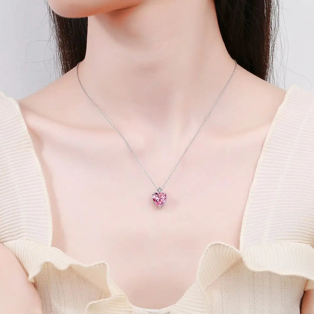 Pink Heart Zircon Necklace