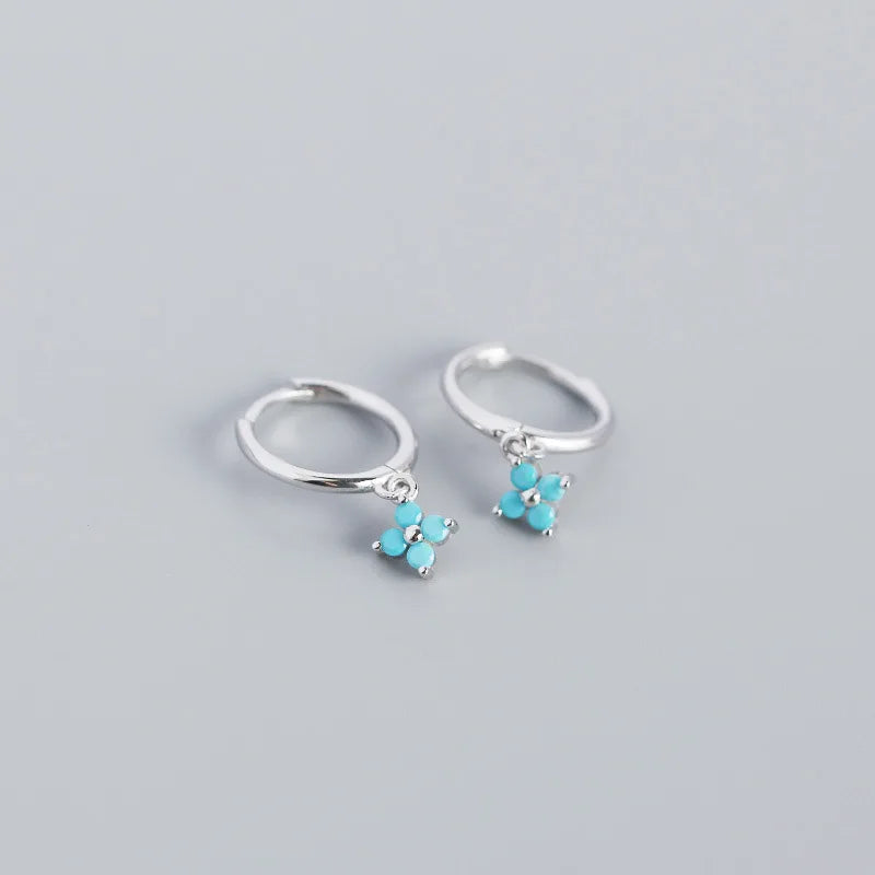 Floral Zircon Silver Studs