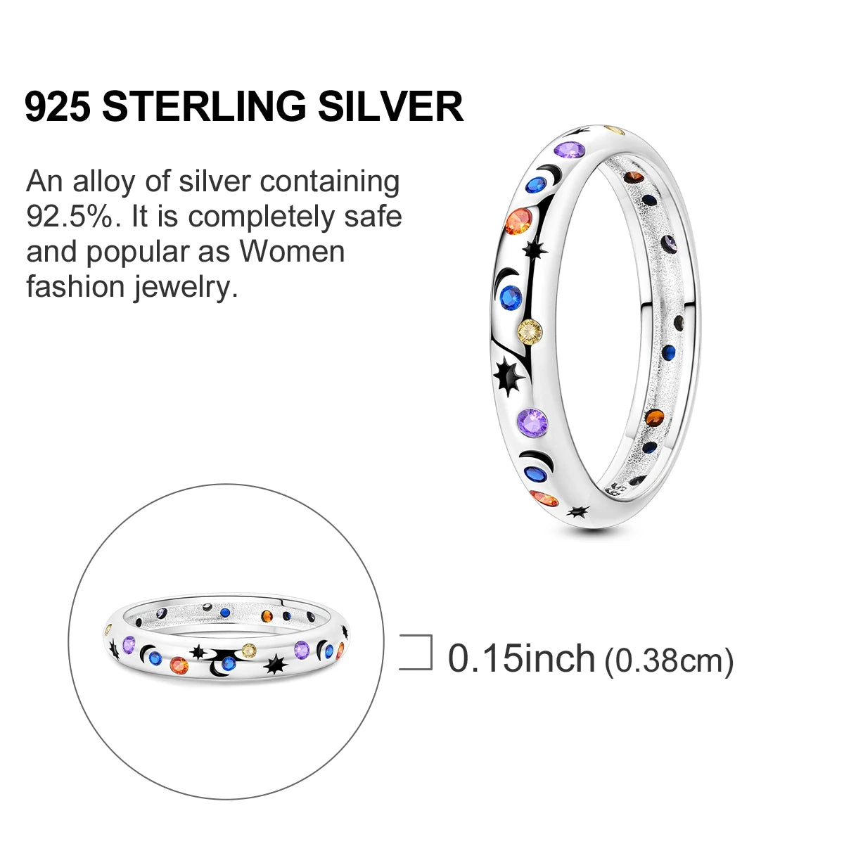 Blue Zircon Moon Ring