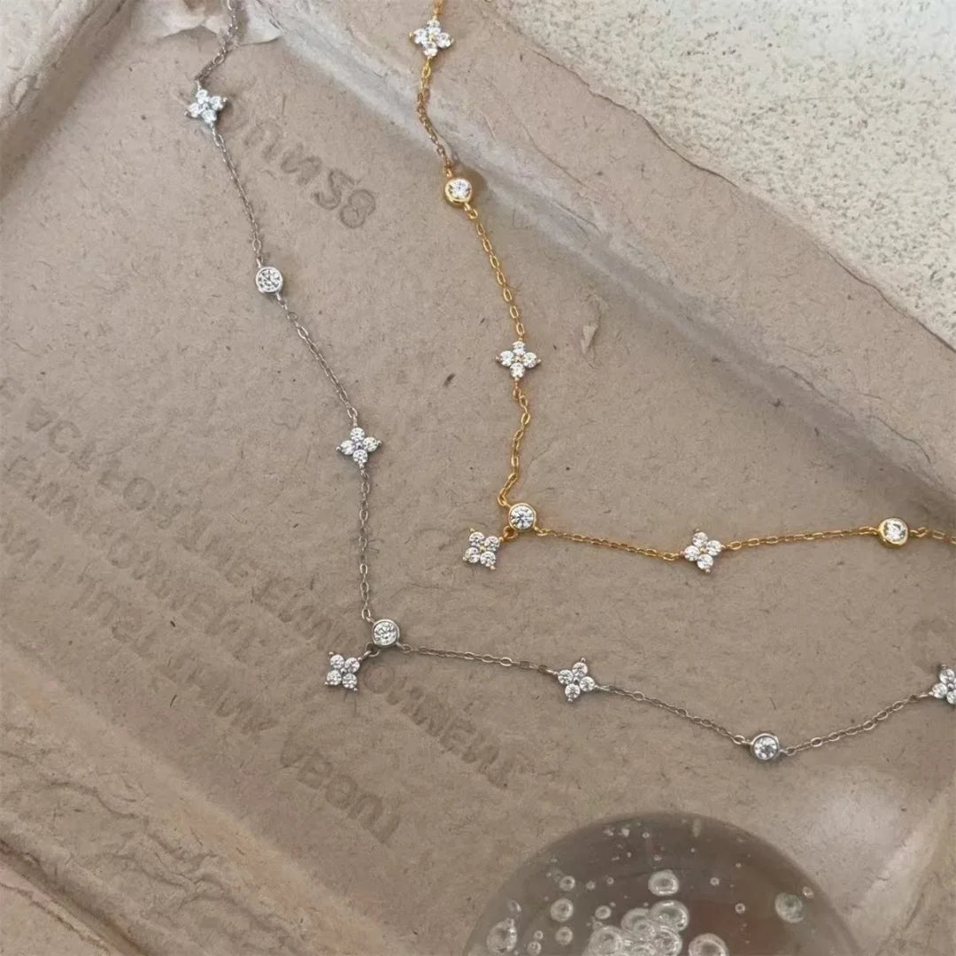 Zircon Clover Chain Necklace