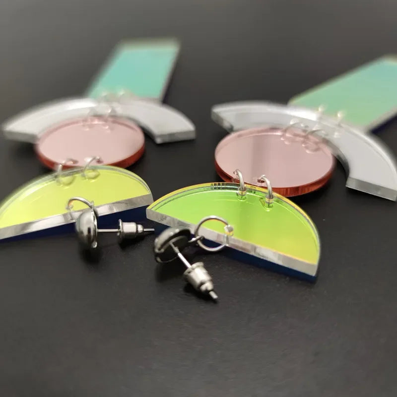 Iridescent Geometric Acrylic Earrings