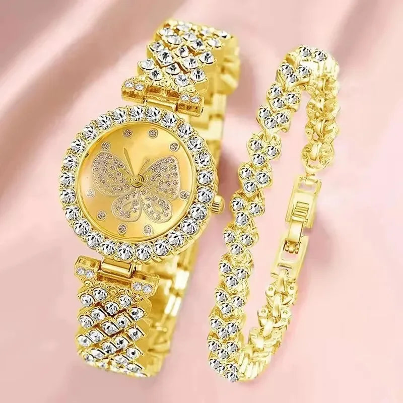 Butterfly Rhinestone Watch Set