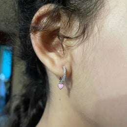 Enamel Heart Charm Hoops