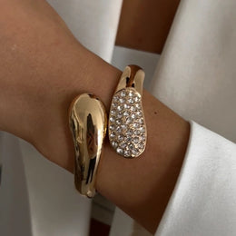 Rhinestone Waterdrop Cuff Bracelet