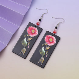 Black Acrylic Flower Earrings