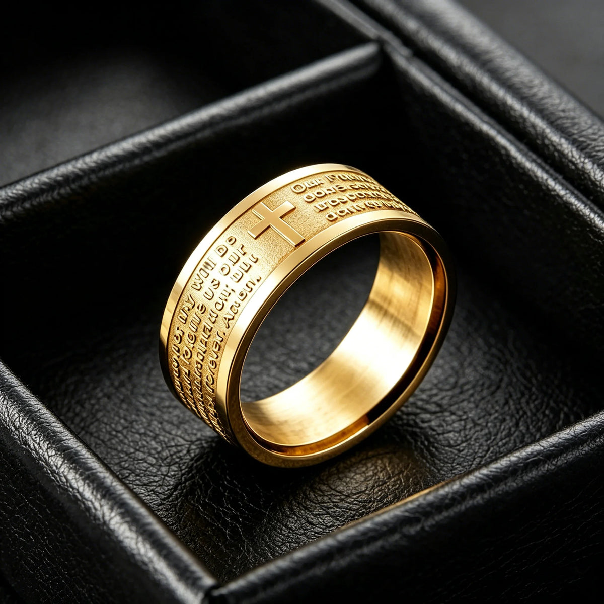 Christian Cross Engraved Ring