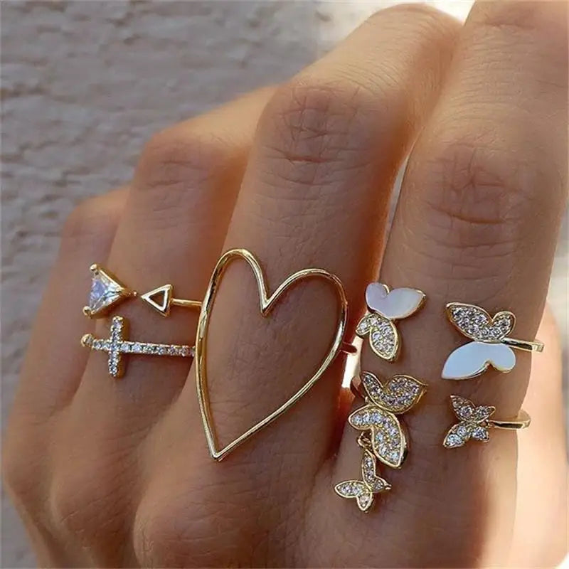Pearl Butterfly Ring Set