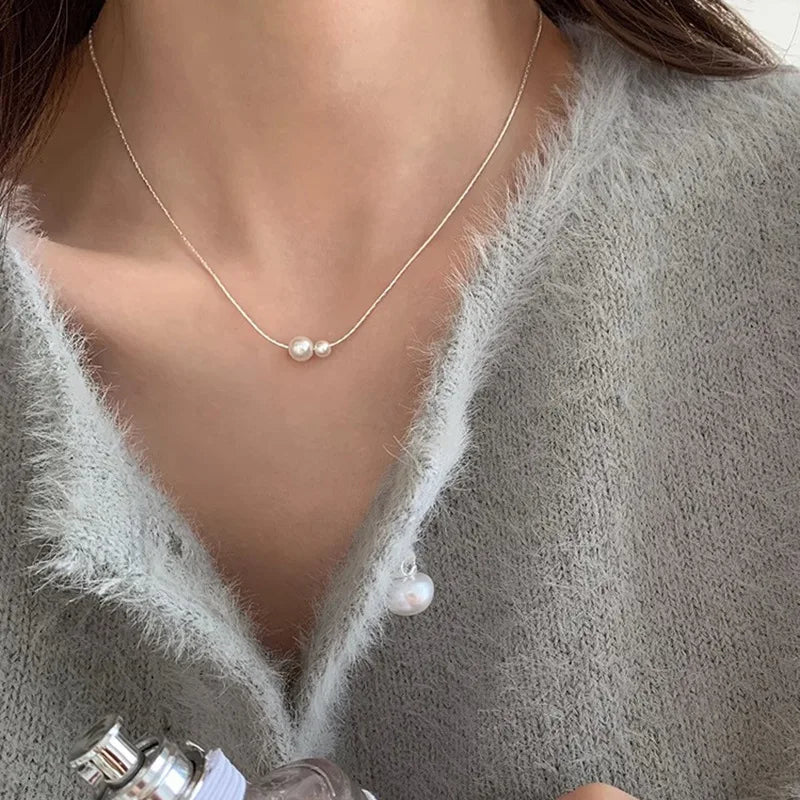 Sterling Pearl Chain Necklace