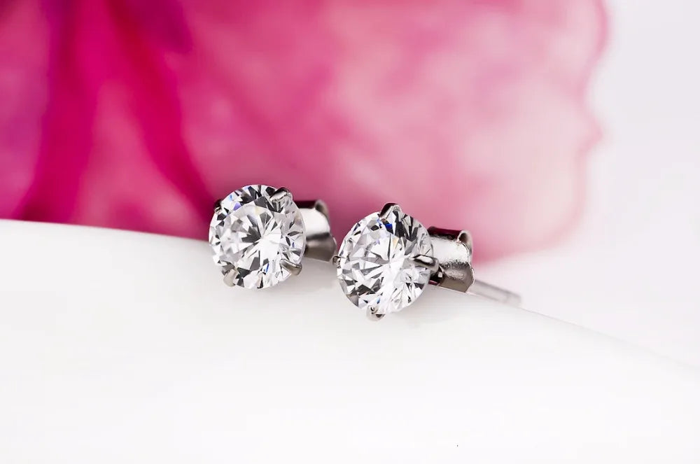 Cubic Zirconia Silver Studs