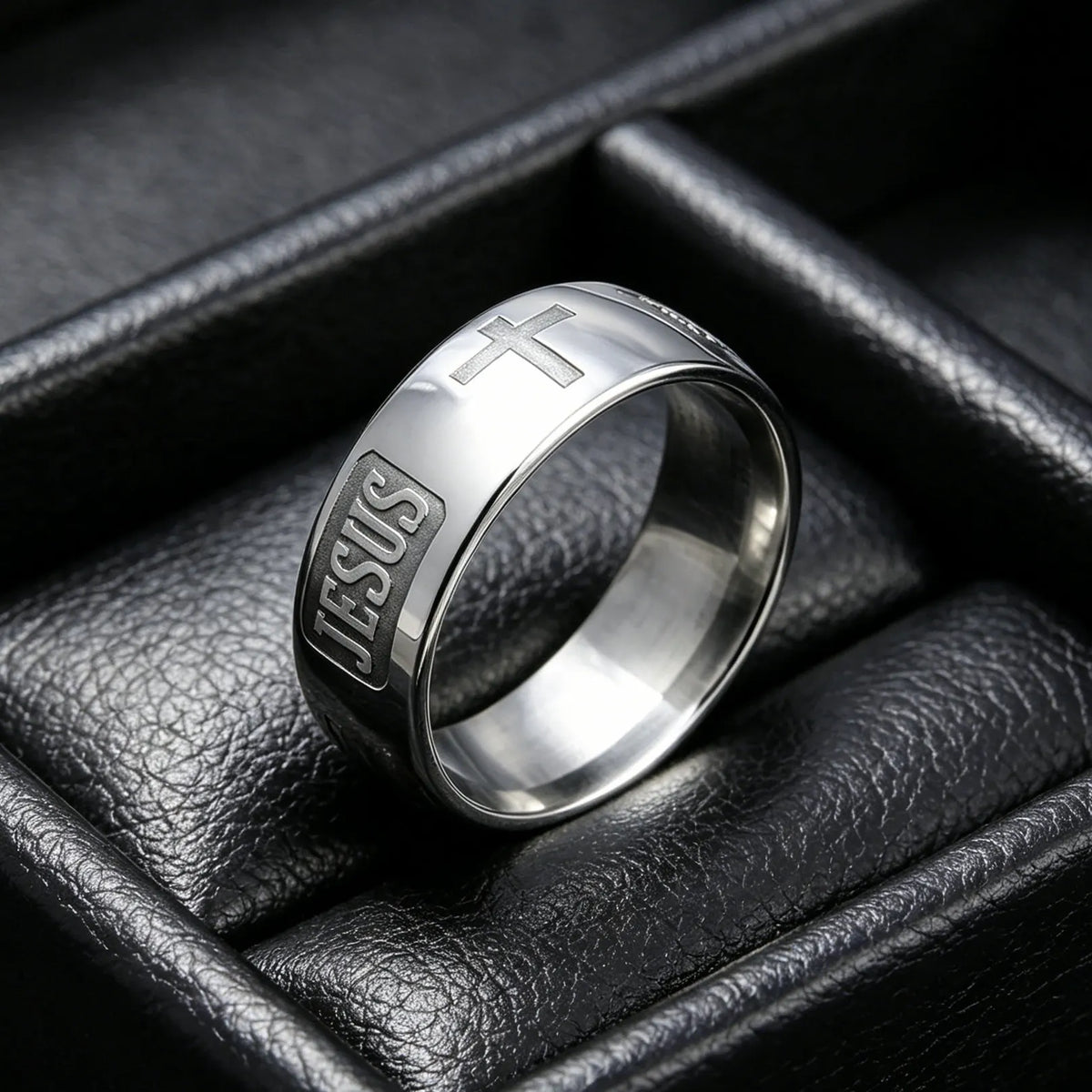 Christian Cross Engraved Ring