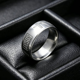 Christian Cross Engraved Ring