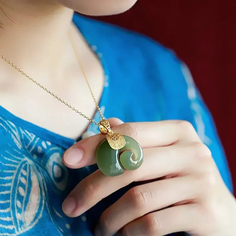Jade Elephant Pendant Necklace