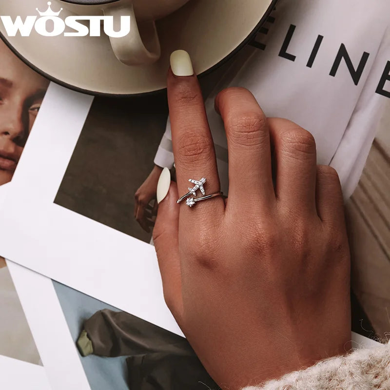 WOSTU Adjustable Sterling Ring