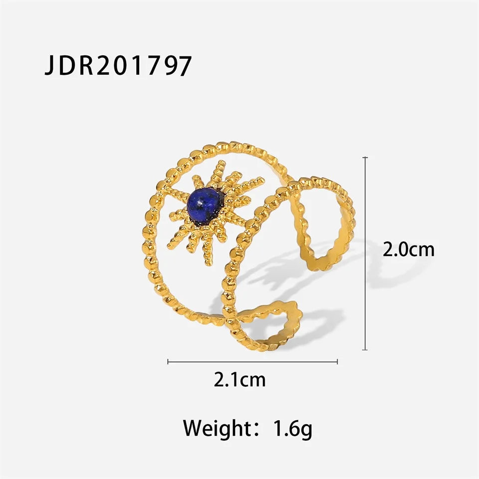 Natural Stone Steel Ring
