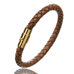 Woven Leather Magnetic Bracelet
