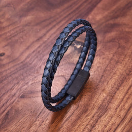 Black Braided Leather Bracelet