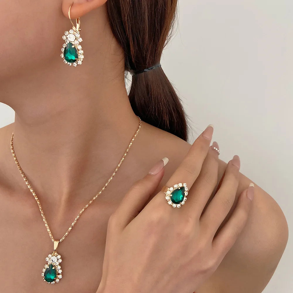 Blue Crystal Bridal Set