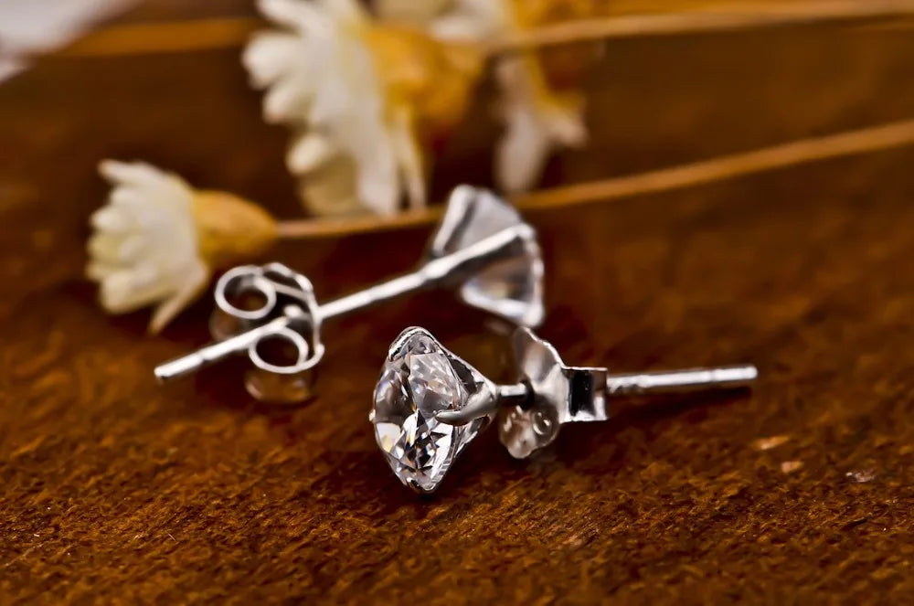 Cubic Zirconia Silver Studs