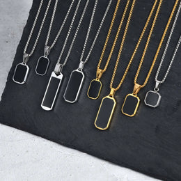 Black Enamel Square Necklace