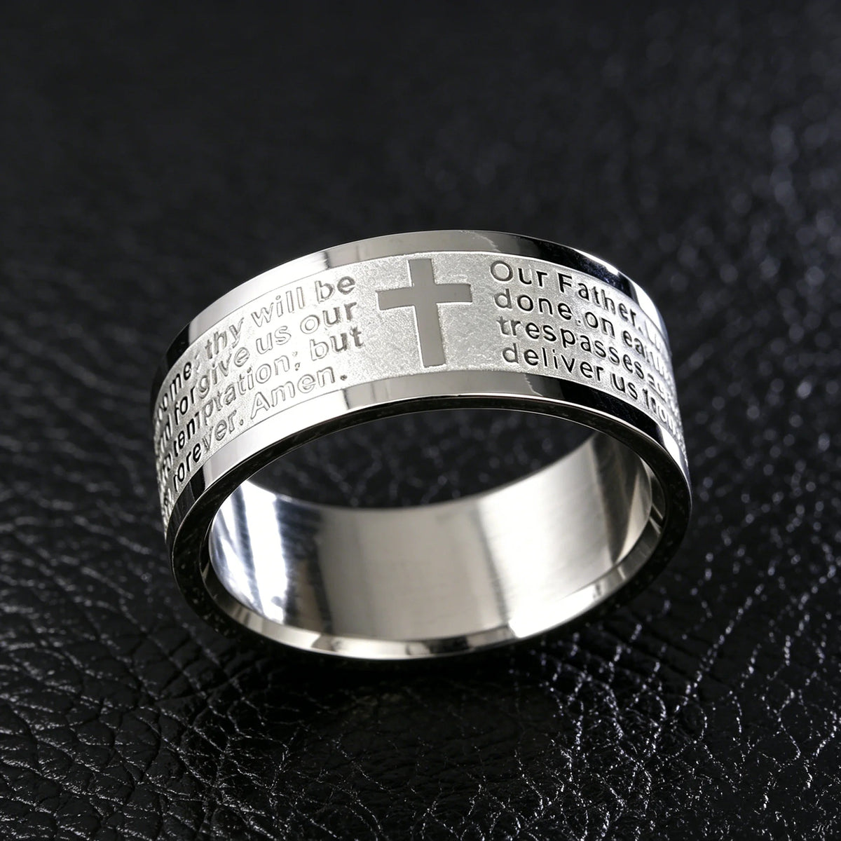 Christian Cross Engraved Ring