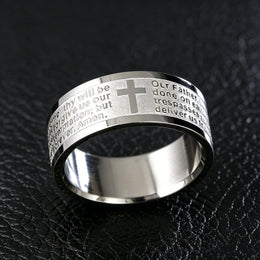Christian Cross Engraved Ring