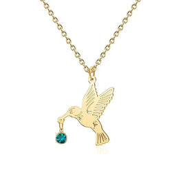 Birthstone Hummingbird Pendant Necklace