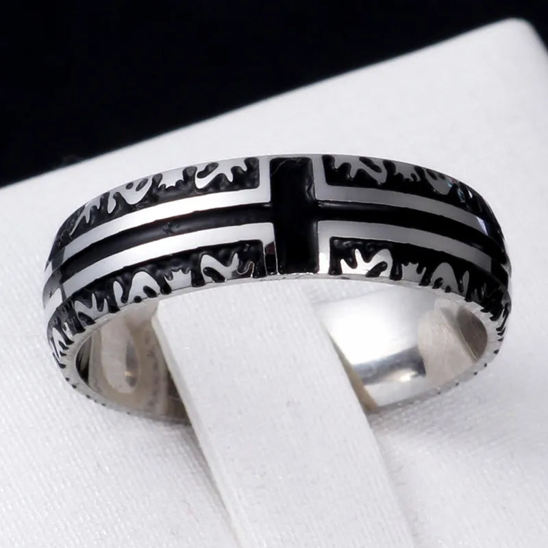 Christian Cross Engraved Ring