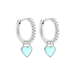 Enamel Heart Charm Hoops
