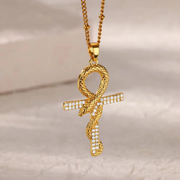 Gold Snake Pendant Necklace