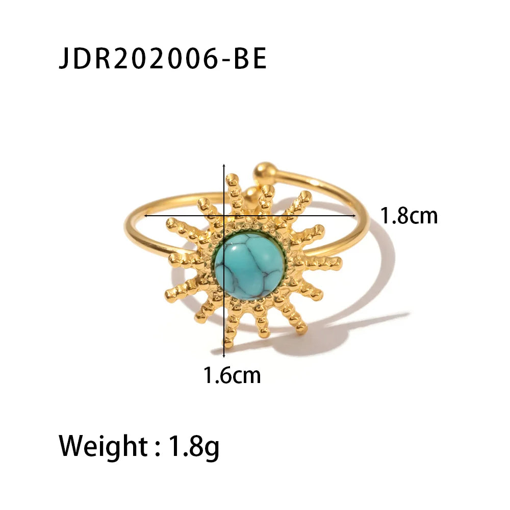 Natural Stone Steel Ring